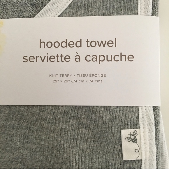 NEW Burt's Bees Baby Organic Cotton Hooded Towel Gray 29” x 29” - Picture 5 of 6